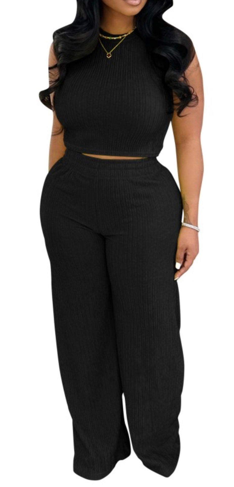 Sleeveless Crinkle Set