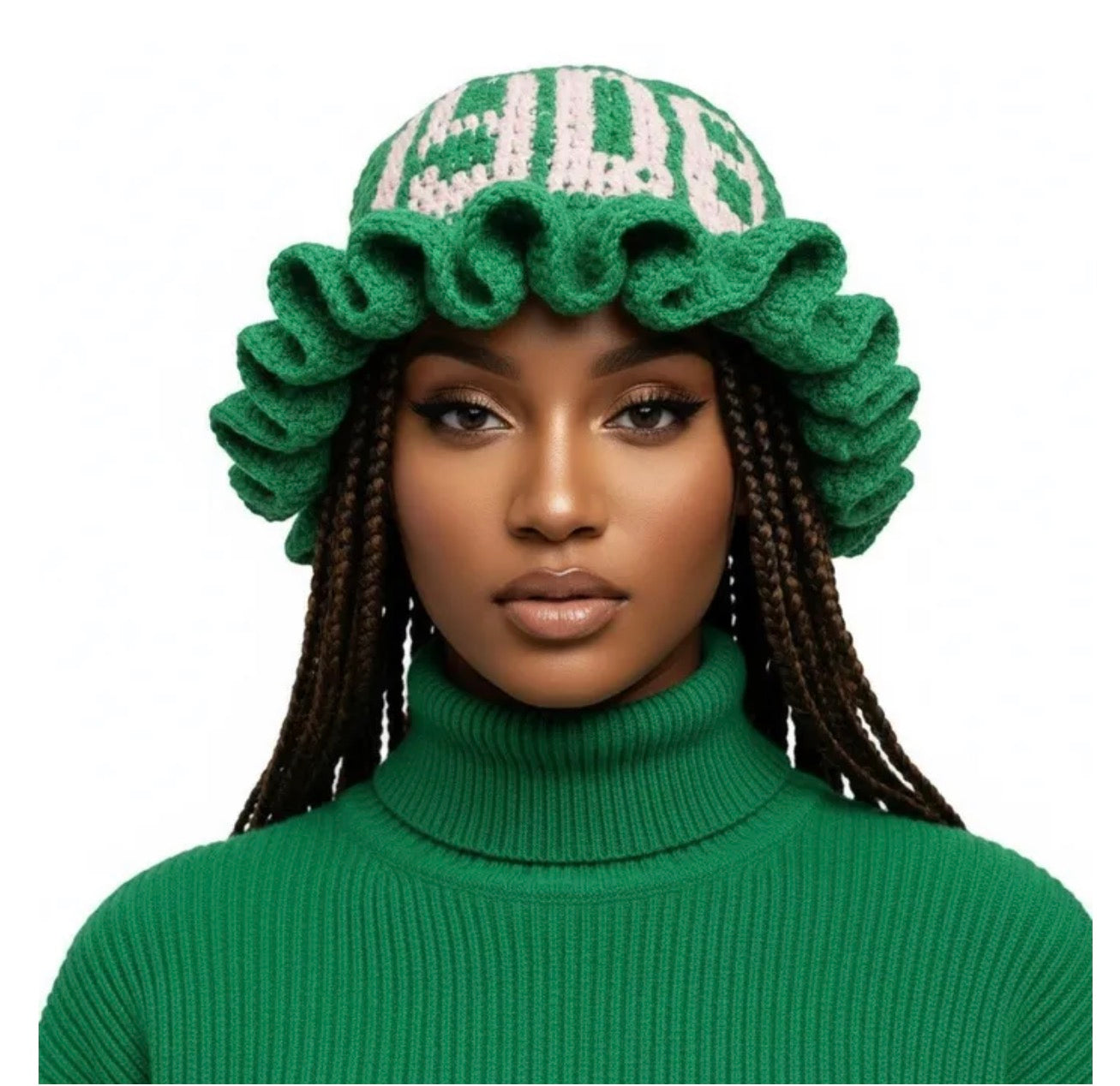 AKA Sorority Crochet Ruffle 1908 Bucket Hat