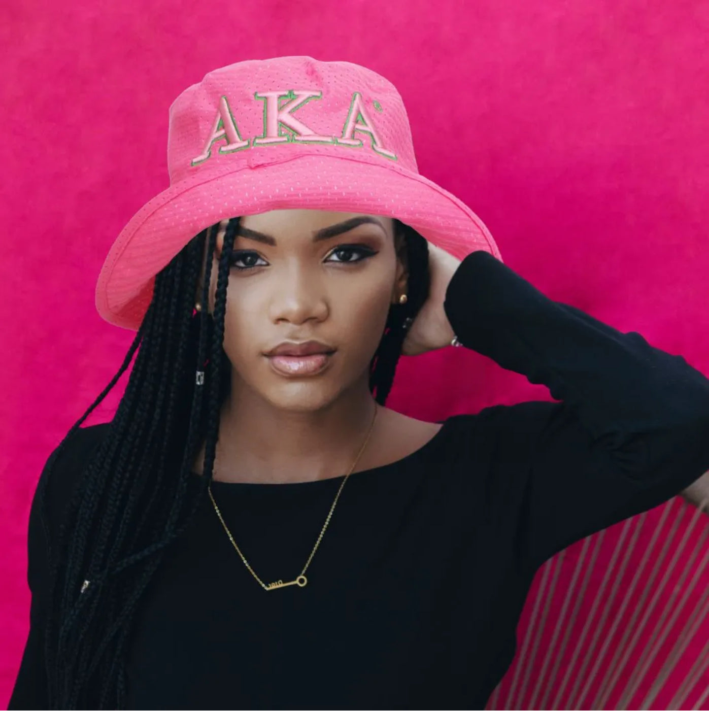 Mesh Embroidered Bucket Hat