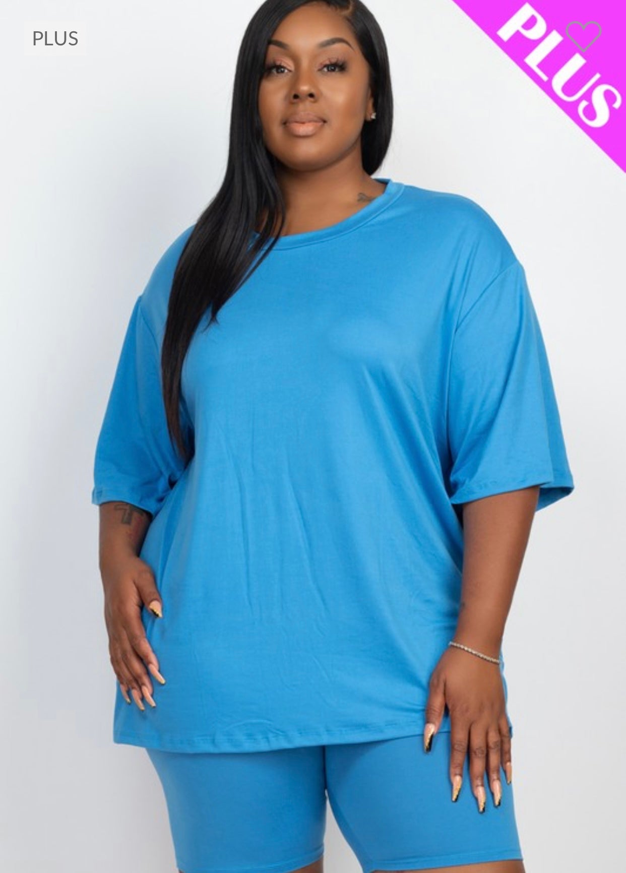 Oversized Shirt Biker Short set