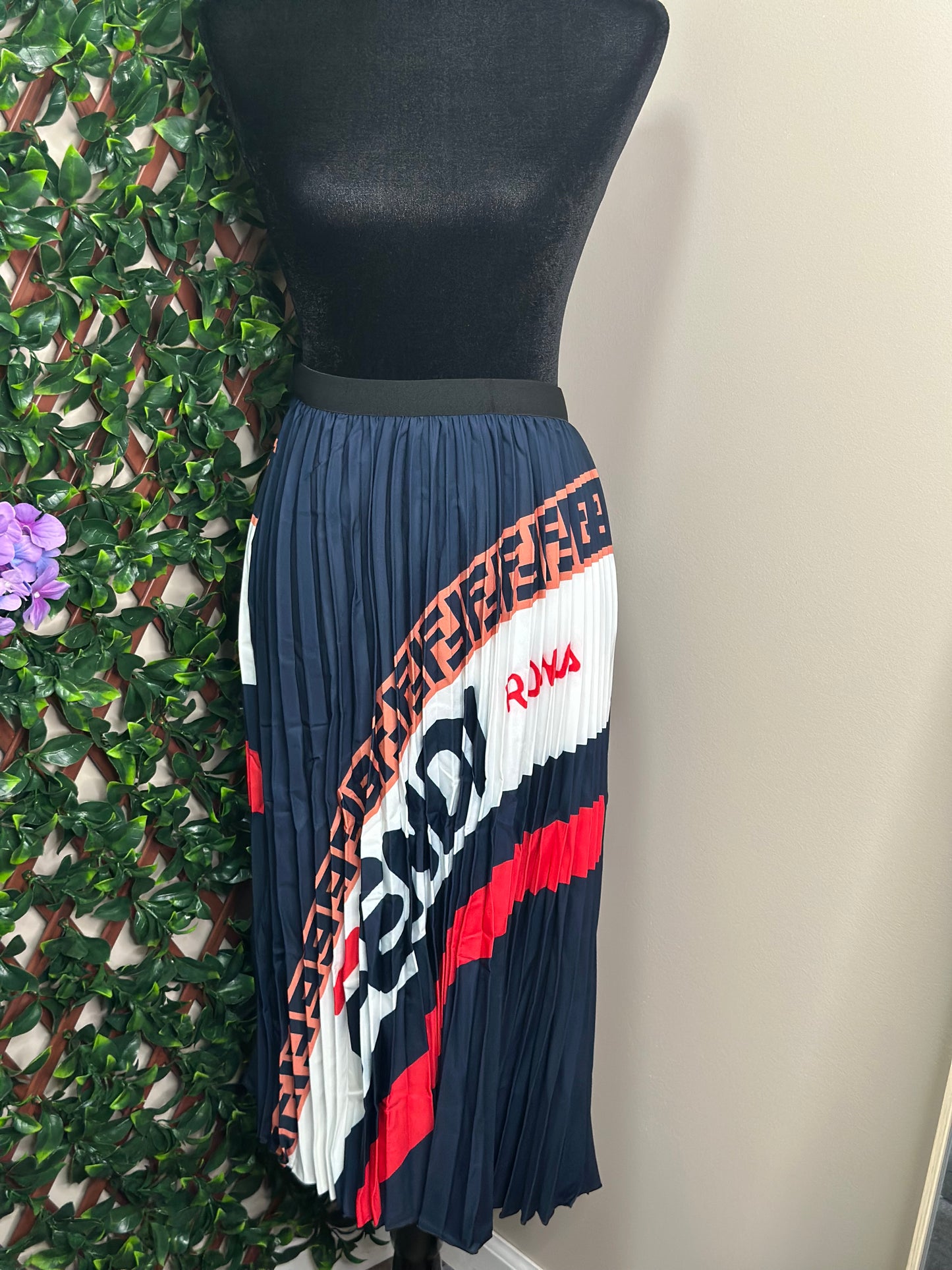 Fendi Inspired Pleated Skirt