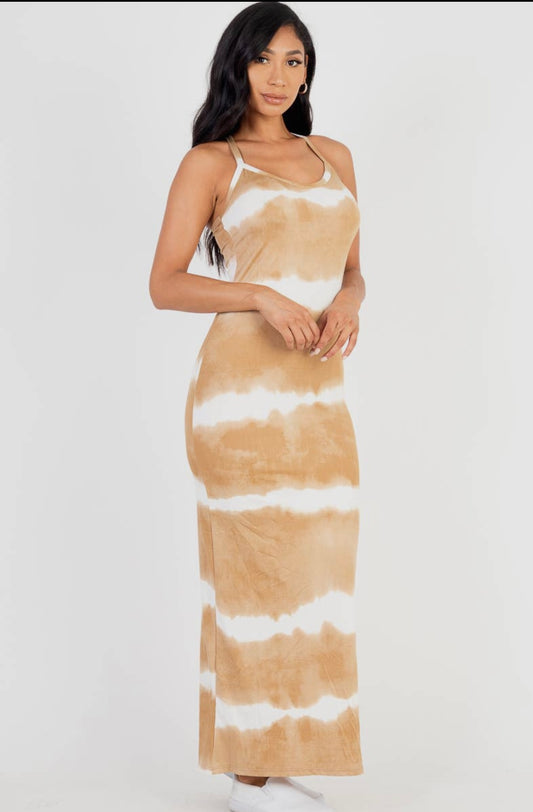 Stripe Tie-Dye Printed Maxi