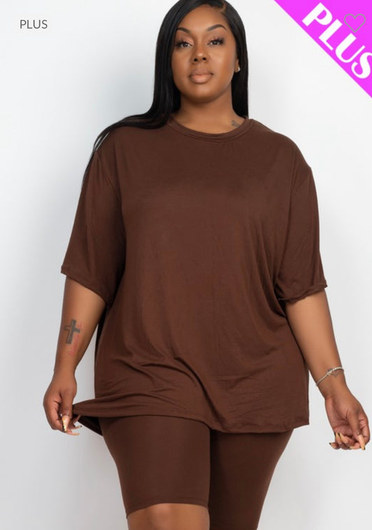 Oversized Shirt Biker Short set