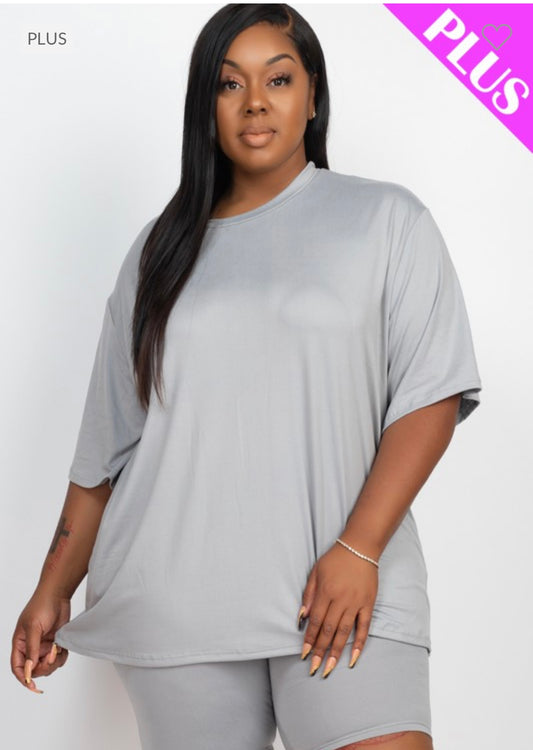 Oversized Shirt Biker Short set