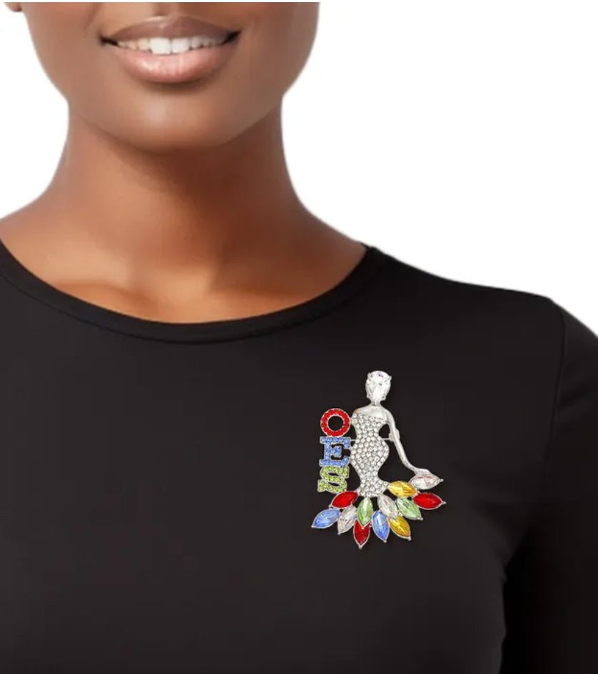 OES Sorority Elegant Dress Woman Silver Brooch